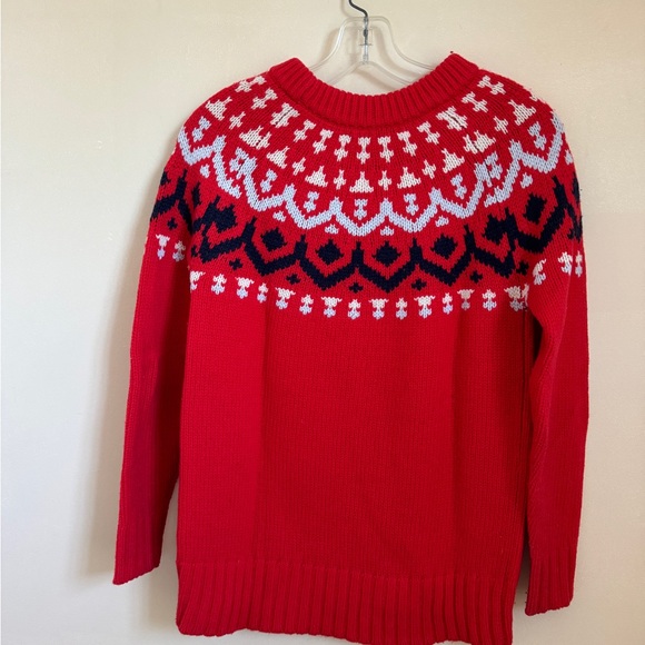 J. Crew Fair Isle Cerise Red Merino Wool Chunky Sweater XXS - Picture 7 of 7